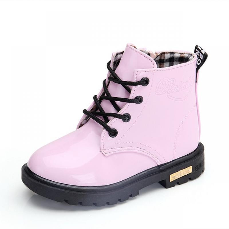 2023 New Winter Children Shoes PU Leather Waterproof Plush Boots Kids Snow Boots Brand Girls Boys Casual Boots Fashion Sneakers