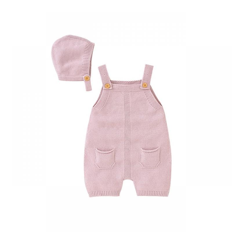 Newborn Baby Rompers Hats Clothes Sets Autumn Winter Solid Knitted Infants Kids Boy Girl Sweaters Jumpsuits Outfits 2pc Knitwear