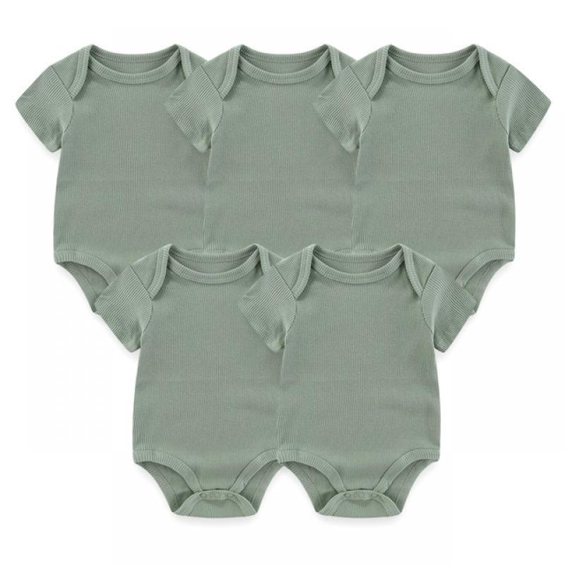 3/5/6/8PCS Solid Cotton Unisex Newborn Baby Girl Clothes Bodysuits Short Sleeve Baby Boy Clothes Jumpsuit Print Ropa Bebe