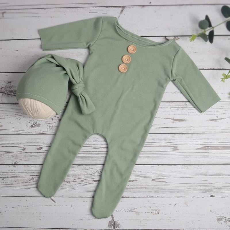 2 Pcs Newborn Photography Props Baby Romper Hat Set Infants Photo Shooting Bodysuit for Girls Boys Clothes Photography Clothing