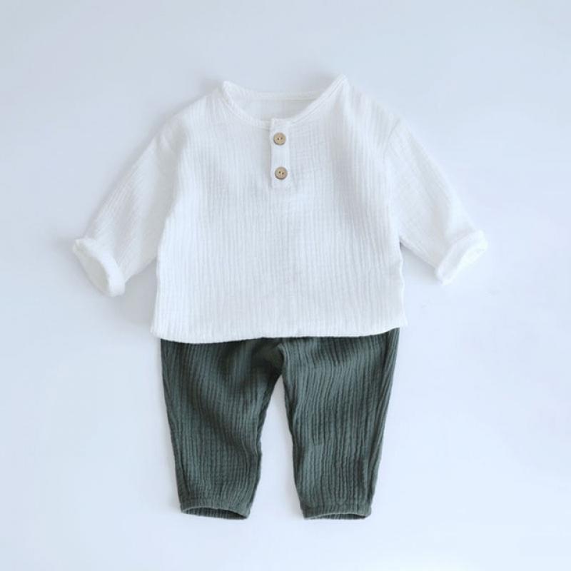 Baby Boy Girl Clothes Set Organic Cotton Baby Cotton Long Sleeve T-shirt Suits + Pants Gentleman Toddler Kid 0-5Y