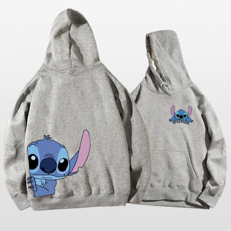 Stitch Joint Hooded Sweater for Men and Women Spring Autumn Trend Cute Couple Long-sleeved Loose Sister Top