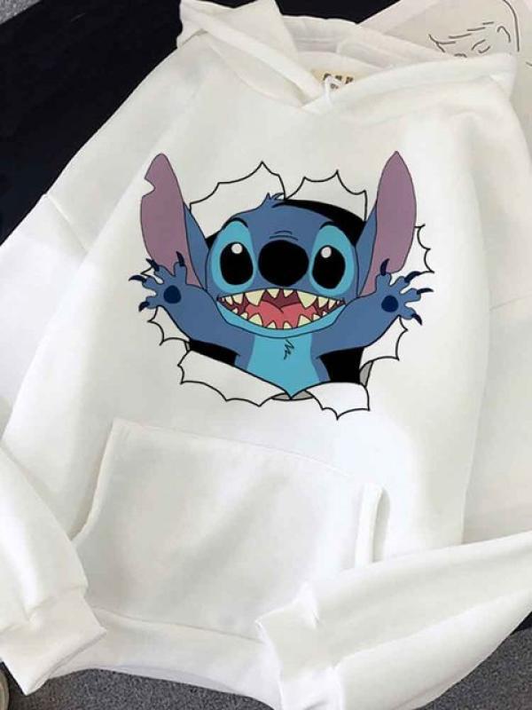 Disney Cartoon Ohana Stitch Hoodies Women Kawaii Lilo Stitch Graphic Streetwear Funny Unisex Tops Anime Sweatshirts Female