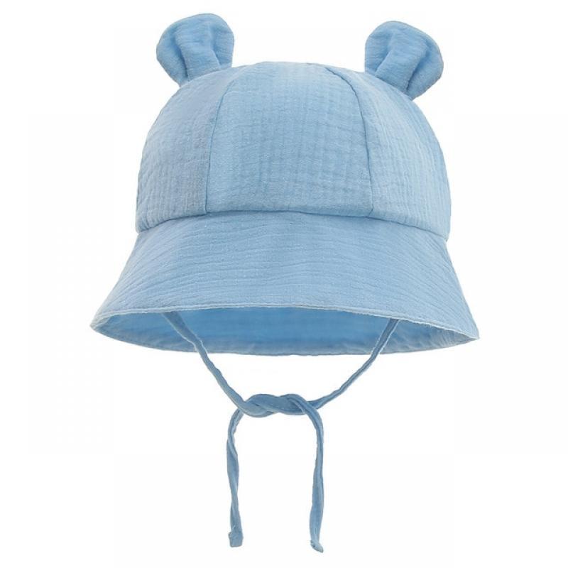 Baby Cotton Sun Hat New Children Outdoor Rabbit Ear Beach Caps Boy Girl Print Panama Hat Unisex Beach Bucket Hat For 3-12 Months