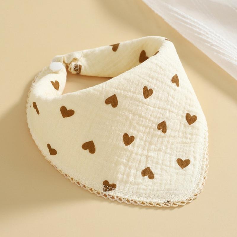 Baby Muslin Bibs Dual Use Triangle Soft Cotton Lace Burp Cloth Saliva Towel Apron Bandana Scarf for Boys Girls Feeding Drool Bib