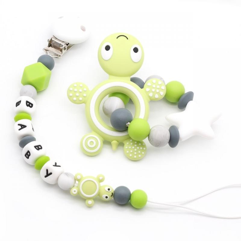 NEW Personalized Name Silicone Teething Pacifier Clip BPA Free Beads Silicone Pacifier Chain Holder Nipple Baby Rattles Chew Toy