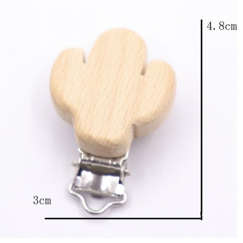 5Pcs/Lot Food Grade Beech Wooden Clip Animal Heart Shape Dummy Clip for Baby Teething Pacifier Chain Holder DIY Accesories