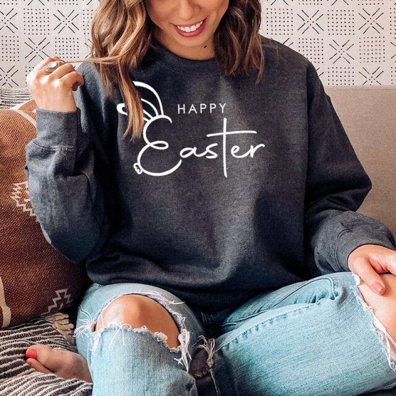 New Fashion Easter Couple Sweatshirt Happy Easter Cute Bunny Hoodies Trend Campus Romantic Unisex Tops Winter Matching Hoodie