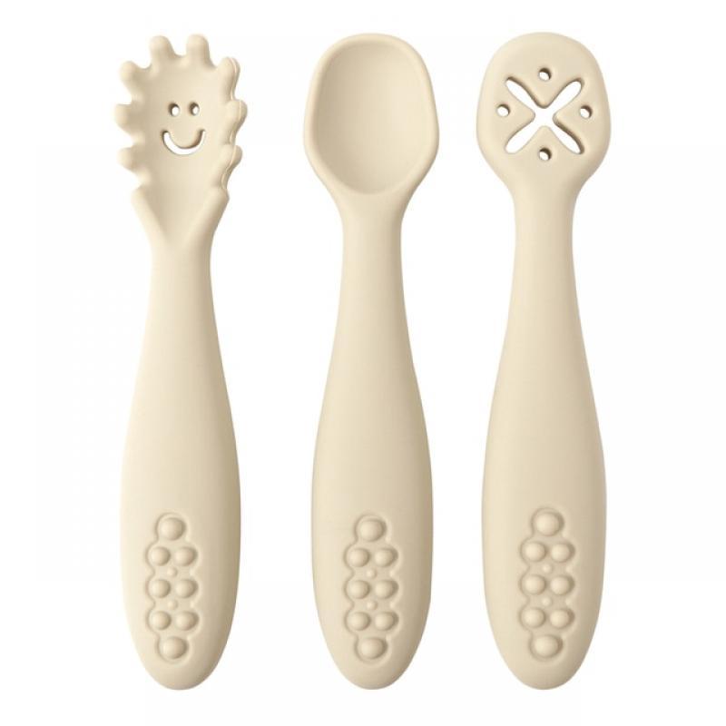 3PCS Cute Baby Learning Spoons Utensils Set Newborn Feeding Spoon Set Toddler Scoop Weaning Cutlery Children‘s Tablewar