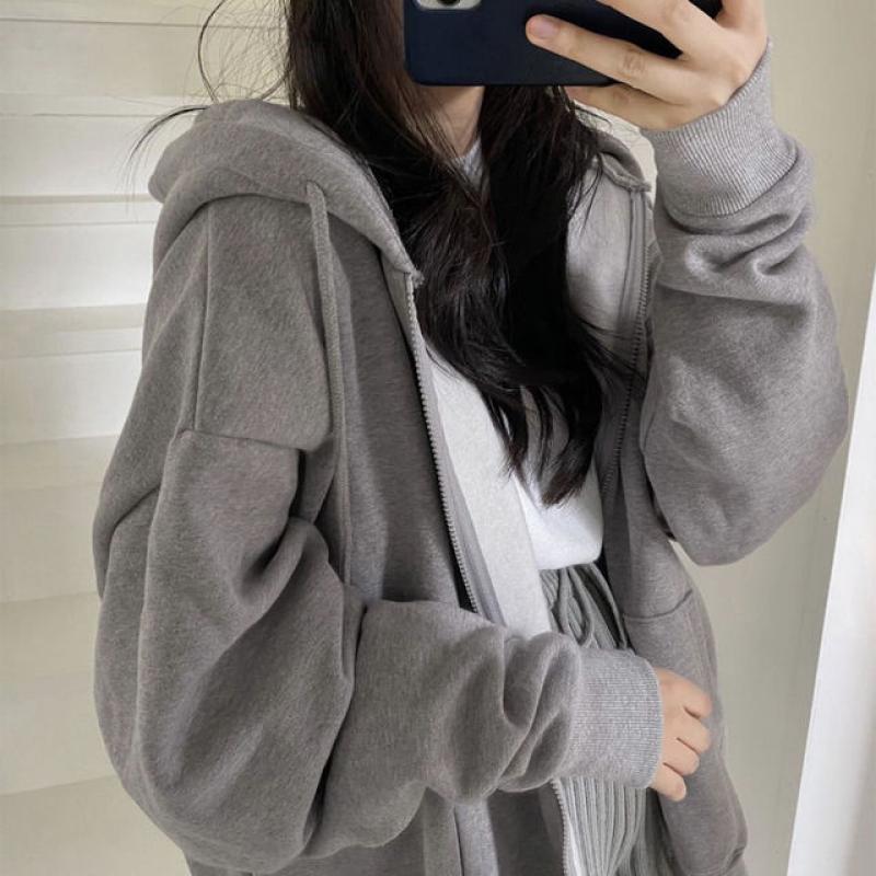 American-Style Letter Print Hoodies Women's Y2K Street Fashion Lazy Wind Sweatshirts Couple Casual Loose Zipper Hoodies Cardigan