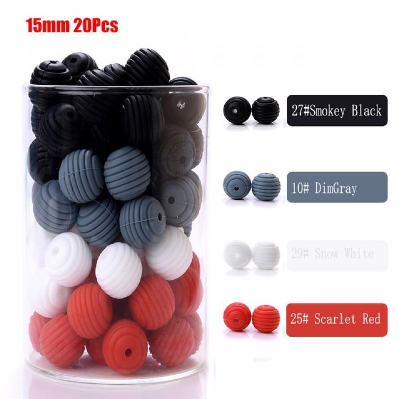 15mm 10Pcs/Lot Silicone Beads Baby Teething Beehive Round Food Grade Beads for DIY Threaded Silicone Beads Baby Teethers