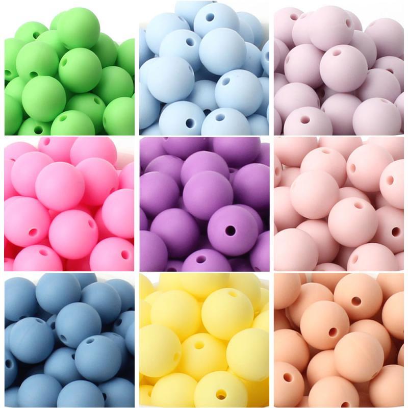 15mm Silicone Round Beads 100/300/500/1000pcs Food Grade DIY Teethers Toy Nipple Holder Chain BPA Free Silicone Teething Bead