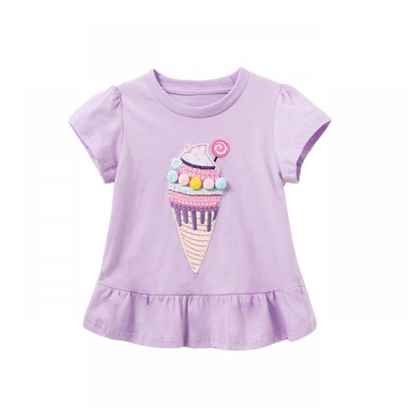 Jumping Meters New Arrival 2-7T Girls Tees Giraffe Print Dots Hot Selling Cotton Summer Girls Tshirts Short Sleeve Baby Clothes