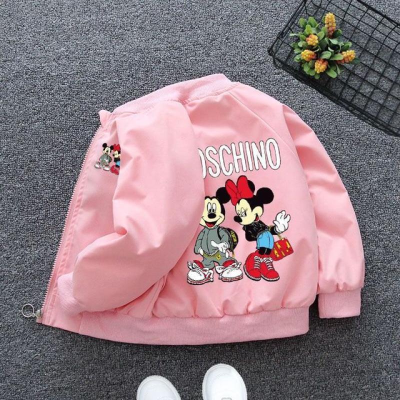 Mickey Minnie Zipper Boys Girls Jacket Coat 2023 Spring Cartoon Uniform Windbreaker Outerwear 2-7 Years Children Casual Clothes