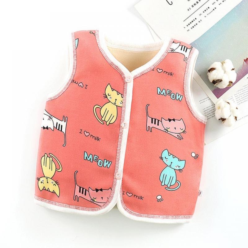 2023 Autumn Winter New Children's Velvet Vest Baby Thickened Plus Velvet Boys Girls Warm Small Vest Kids Bottoming Clothing