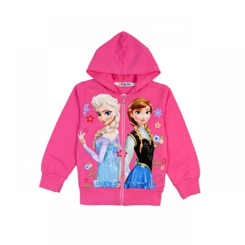 Disney New Spring Autumn Girls Coat Winter Cotton Frozen Anna Elsa Princess Flower Hooded Outwear Kids Jacket Clothing 3-8 Y