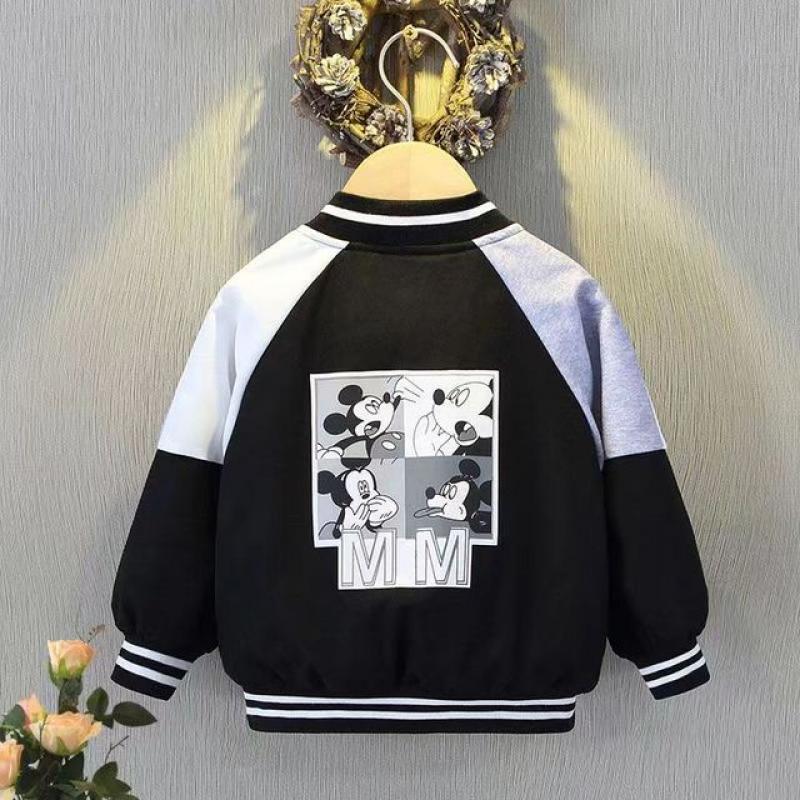 Girls Boys Mickey Mouse Jackets Spring Autumn Kids Cartoon Cardigan Baseball Uniform 2-12Y Unisex Coat Children Disney Clothes