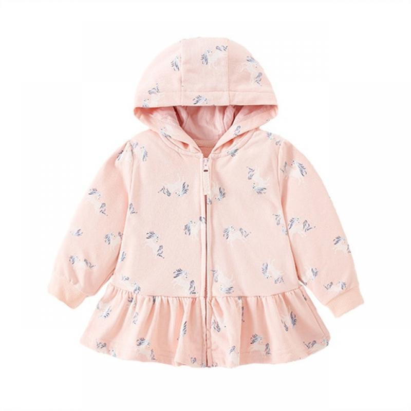 Little maven Baby Girls Pretty Jacket Coat Spring and Autumn Pink Lovely Unicorn Casual Clothes for Kids 2-7 year