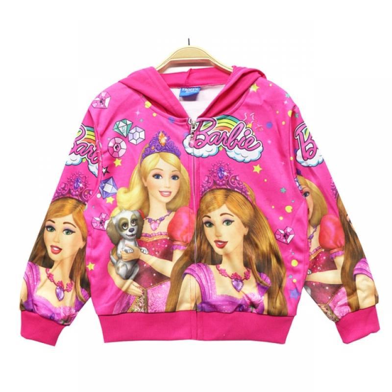 Disney 2021 New Spring Autumn Princess Children's Girls Coat Winter Baby Kids Hooded Outwear Jacket Clothing Barbie 2-8y