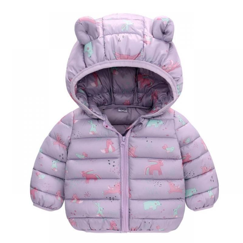 Winter Baby Boys Girls Long Sleeve Cartoon Dinosaur Down Jacket 1-5Yrs Kids Baby Jacket Thicken Children Hooded Zipper Coat