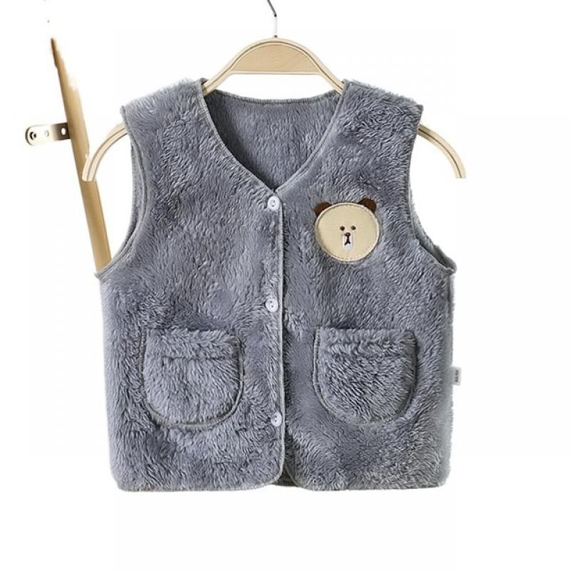 Children's Vests Baby Cardigan Knit Girl's Vest Fur Padded Gilè Child Autumn Toddle Sleeveless Clothes For Korean Kids Waistcoat