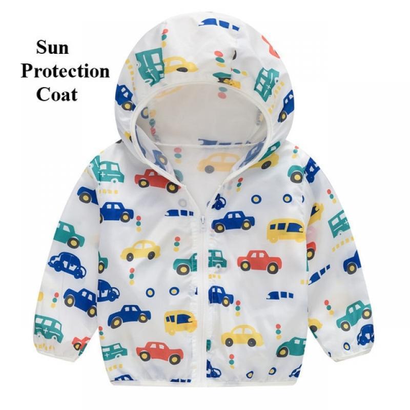 2023 Cute Baby Girl Jacket Boy Hooded Coat Sunscreen Baby Boys Girls Long Sleeved Summer Sun Protection Kids Clothes Outwear