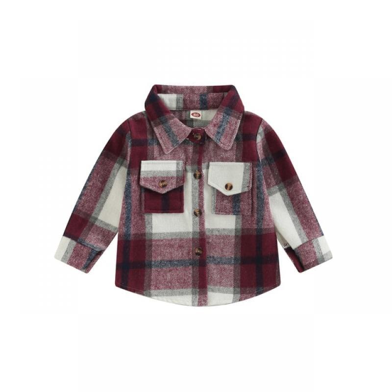 Newborn Kids Baby's Clothes Plaid Shirt Jacket Casual Lapel Long Sleeve Button Up Cardigan Jacket Coat Children's Clothing