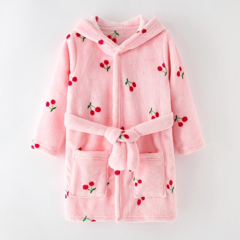 Cartoon Bathrobe For Children Flannel Long Sleeve Hooded Kids Clothes Boys Robe Spring Autumn Winter Baby Bathrobe 2-8 Years