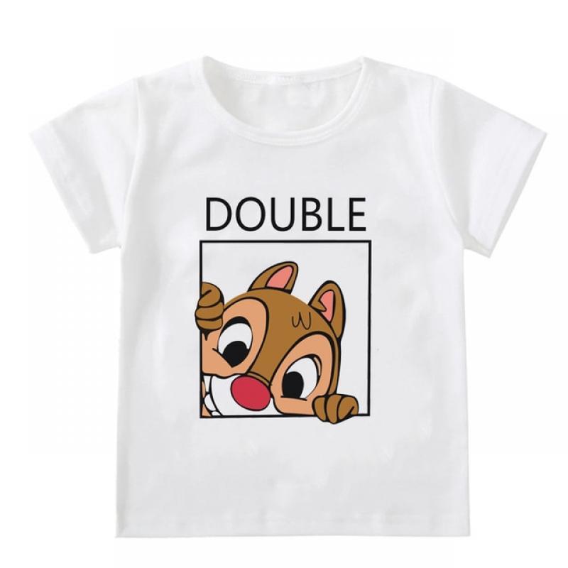 Chip and Dale Disney Kids Tshirts Cartoon Double and Trouble Print Summer Twins Tops Tees Funny Boys Girls Best Friends Shirts