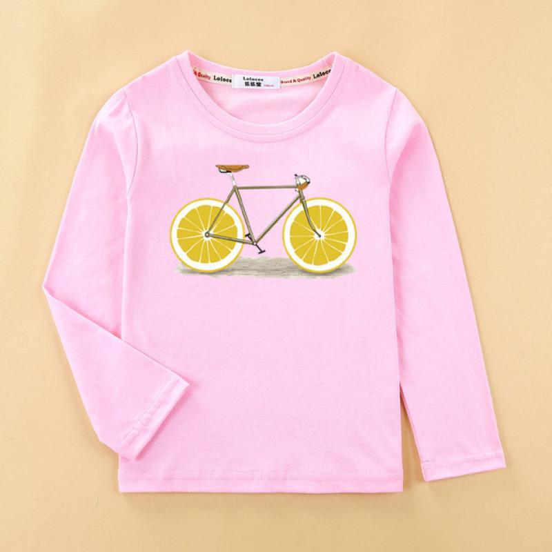 Aimi Lakana Long Sleeve Shirts Kids Fruit Bicycle T-Shirt Boy Girls Cotton Tops Funny Bike Clothes Spring Autumn Tees 3T-14T