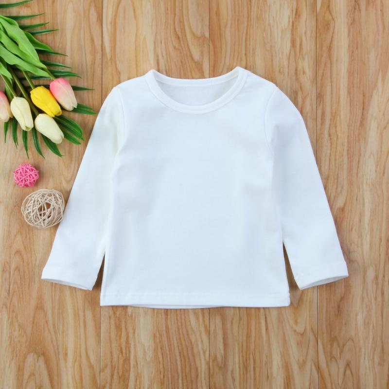 Spring Autumn Warn Solid Cotton Clothes Baby Boys Girls T Shirt Toddler Newborn Kids Long Sleeve T-shirt Underwear Clothing