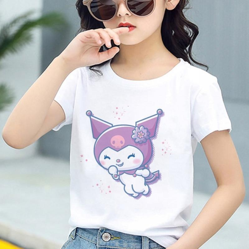 Sanrio Cinnamoroll Children T-shirt Kawaii T Shirt Hello Kitty Cartoons Casual Clothes Anime Tee Kid Clothing for Girls Boy Tops