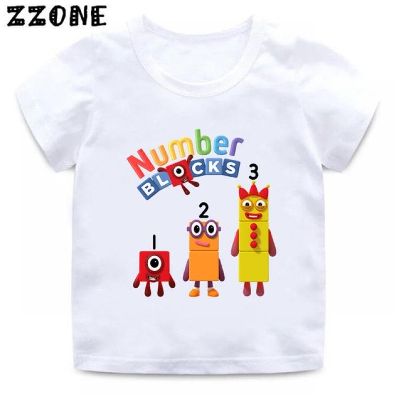 Hot Sale Numberblocks Print Cartoon Kids T-Shirts Cute Girls Clothes Baby Boys T shirt Summer Short Sleeve Children Tops,ooo5836