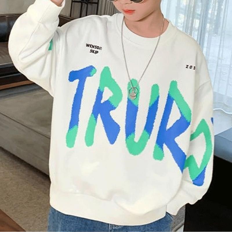 Boys Clothing 2023 Spring New Fashion Trend Long Sleeve Round Neck Letter Printed Korean Version Casual Thin Kids Sweatshirts