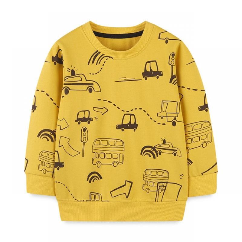 2023 Spring Autumn New Children's Sweatshirt Fashion Cartoon Car Boys Long Sleeve Bottom Shirt Kids Jumper Top Dropshipping