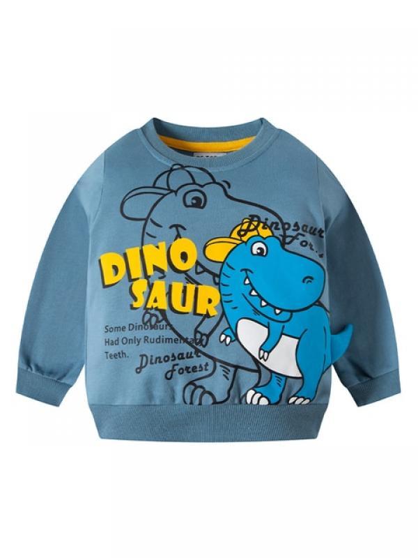 LJMOFA Spring Autumn Boys Sweatshirts For Kids Hoodies Cotton Outerwear Clothes Cartoon Dinosaurs Pullover Toddler Tops D178