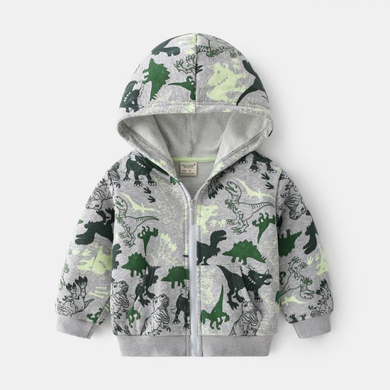 Children Outerwear Boy Hoodies Sweatshirts With Zipper Baby Boy Clothes Printed Dinosaurs Kids Clothes Outfit Shirt For School