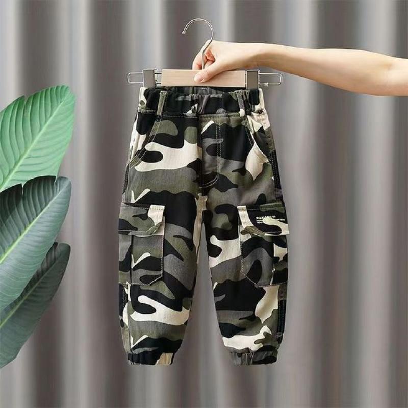 Children's Pants Spring And Autumn Camouflage Casual Overalls 2023 New Korean Version Boy Baby Cool Pants 2 3 5 7 Years