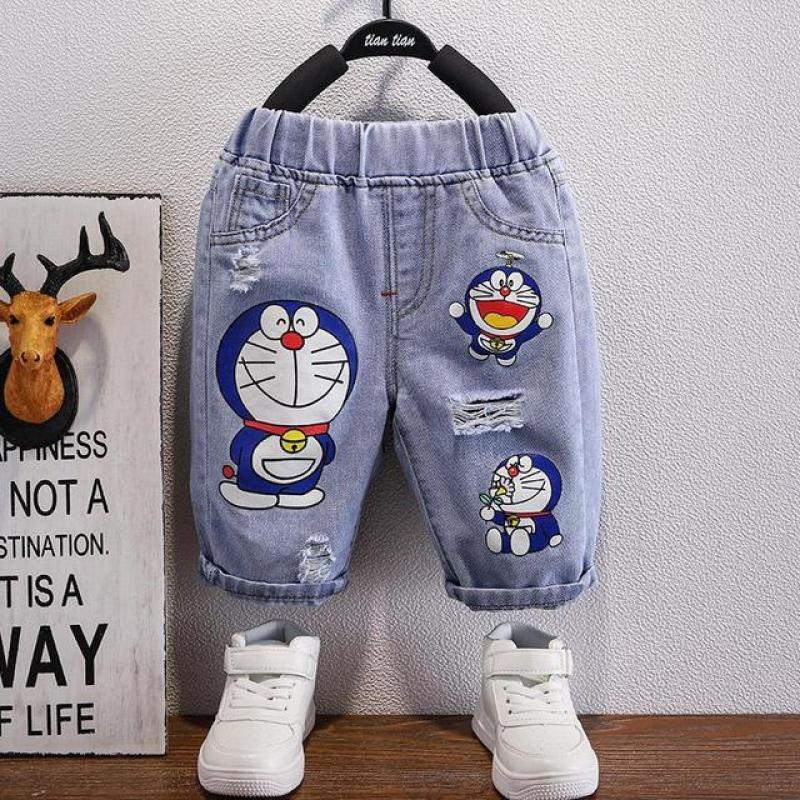 2022 summer children's Pants Dora A Jeans Baby Girl Clothes Kids Boy cartoon denim shorts boy's Jeans 2-7 Fashion child Clothing