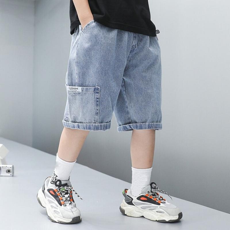 Boys Shorts Summer Children Thin Denim Pants Kids  Loose Pants Outside Wear Teenage Casual Cargo Jeans