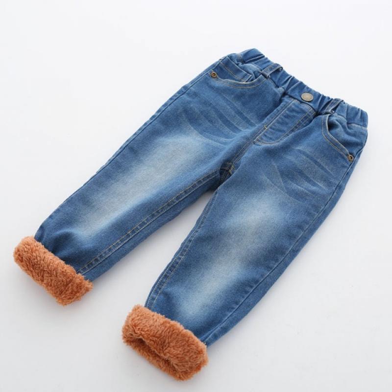 2022 Children Boys New Winter Thick Denim Pants Baby Boys Casual Good Velvet Warm Jeans Pants 1-5 Years