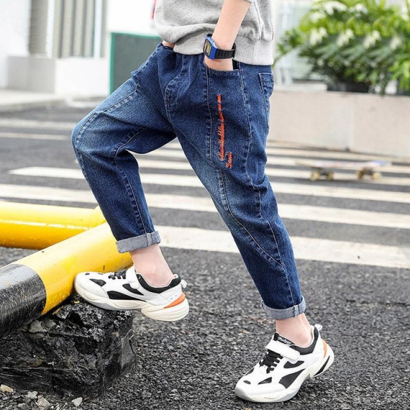 2022 Autumn Spring Boys Casual Jeans Trousers Kids Boy's Denim Pants Children Slim Long Stretch Pants Bottoms Clothing