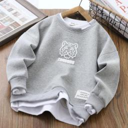 Autumn Steel Print Bear Sweatshirt Boys Clothes Teenagers Long Sleeve Pullovers Moletom Girls Sudaderas Kids Cotton Tops