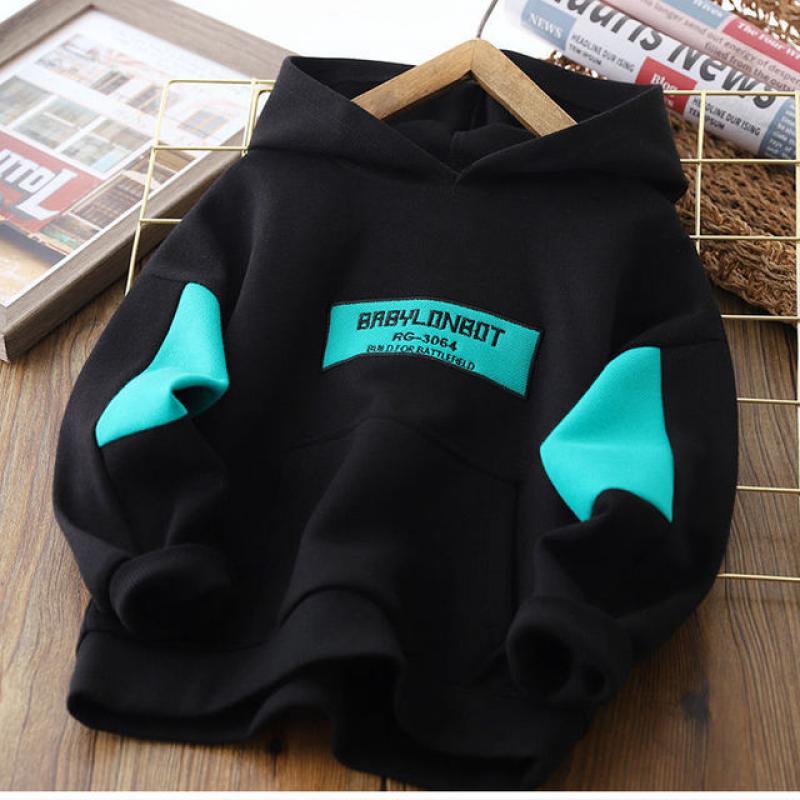 Boy's Hoody Autumn New Children's Boyish Look Hooded Bottoming Shirt Spring and Autumn Children and Teens Autumn Clothing Top