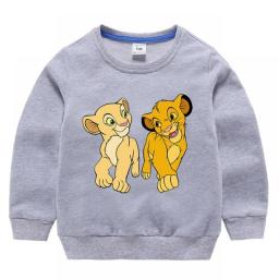 The King Lion Simba Cartoon Printed Autumn Kids Clothes Disney Sweatshirts Teenagers Boys Pullover Outfits Children Clothing