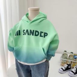 Boys' Hoodie Sweatshirt With Letter Print Children's Korean Style Fashion Clothes Gradient Color Hoodies Tops 2023 Casual Wear