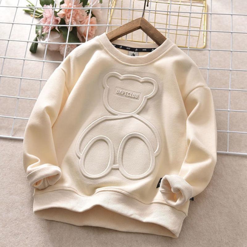 Spring Autumn Steel Print Bear Sweatshirt Boys Clothes Teenagers Long Sleeve Pullovers  Girls Kids Cotton Tops Anime Hoodie