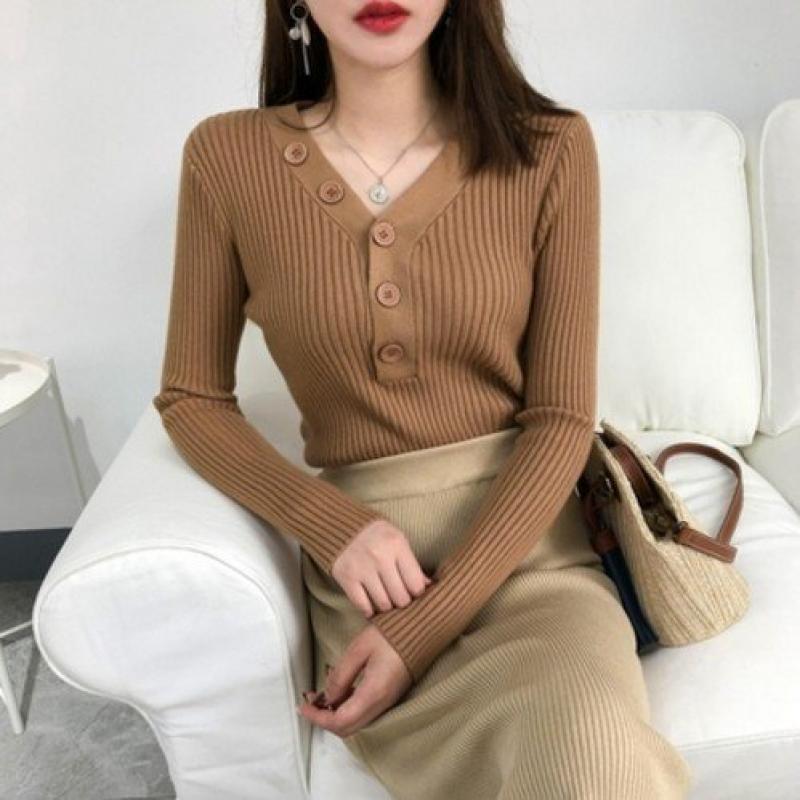 Breastfeeding Maternity Sweater Autumn Winter Nursing Tops for Pregnant Women Tee Solid V-Neck Buttons Nursing Pregnancy Sweater