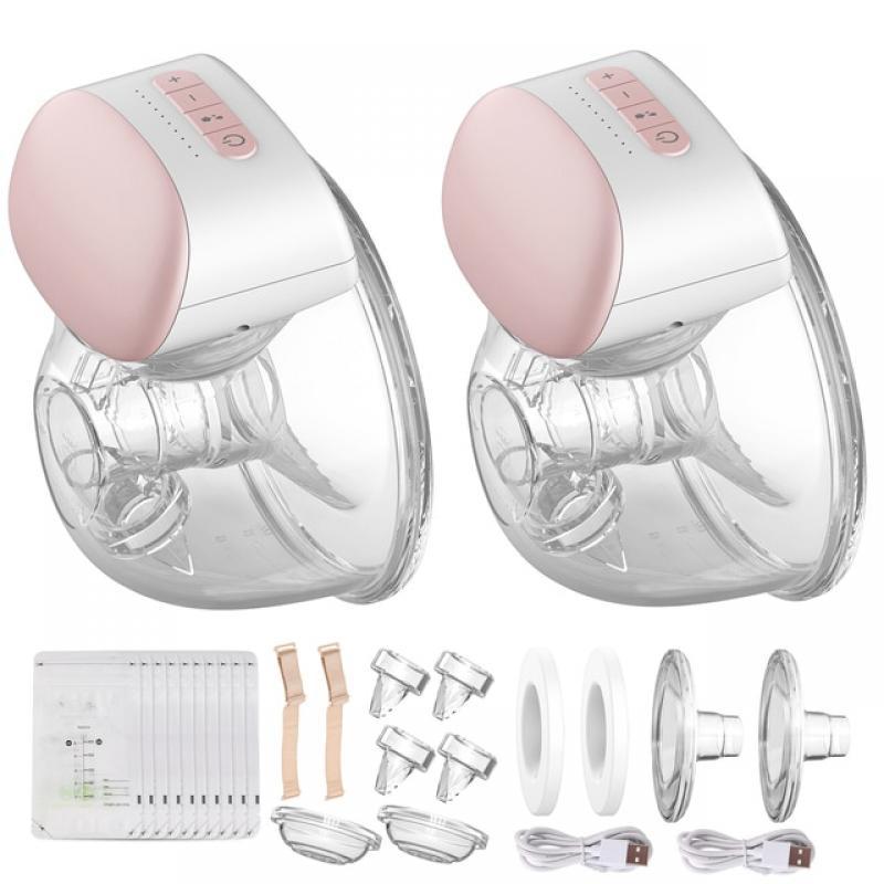 1 Set / 2 Set Wearable Electric Breast Pump Hands Free Breast Cup 8oz/240ml BPA-free 3 Modes 10 Suction Levels for Breastfeeding