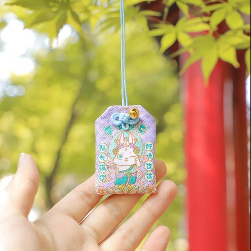 2023 Rabbit Year Cartoon Amulet Blessing Pendant Good Fortune CNY Lucky Bag Embroidery Rabbit Sachet Car Decors New Year Gift